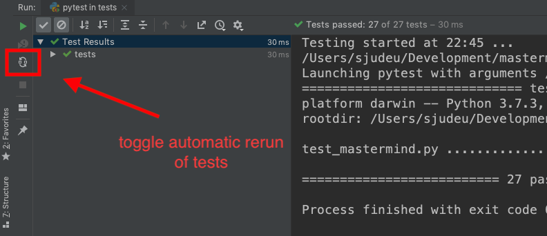 automatic rerun on tests